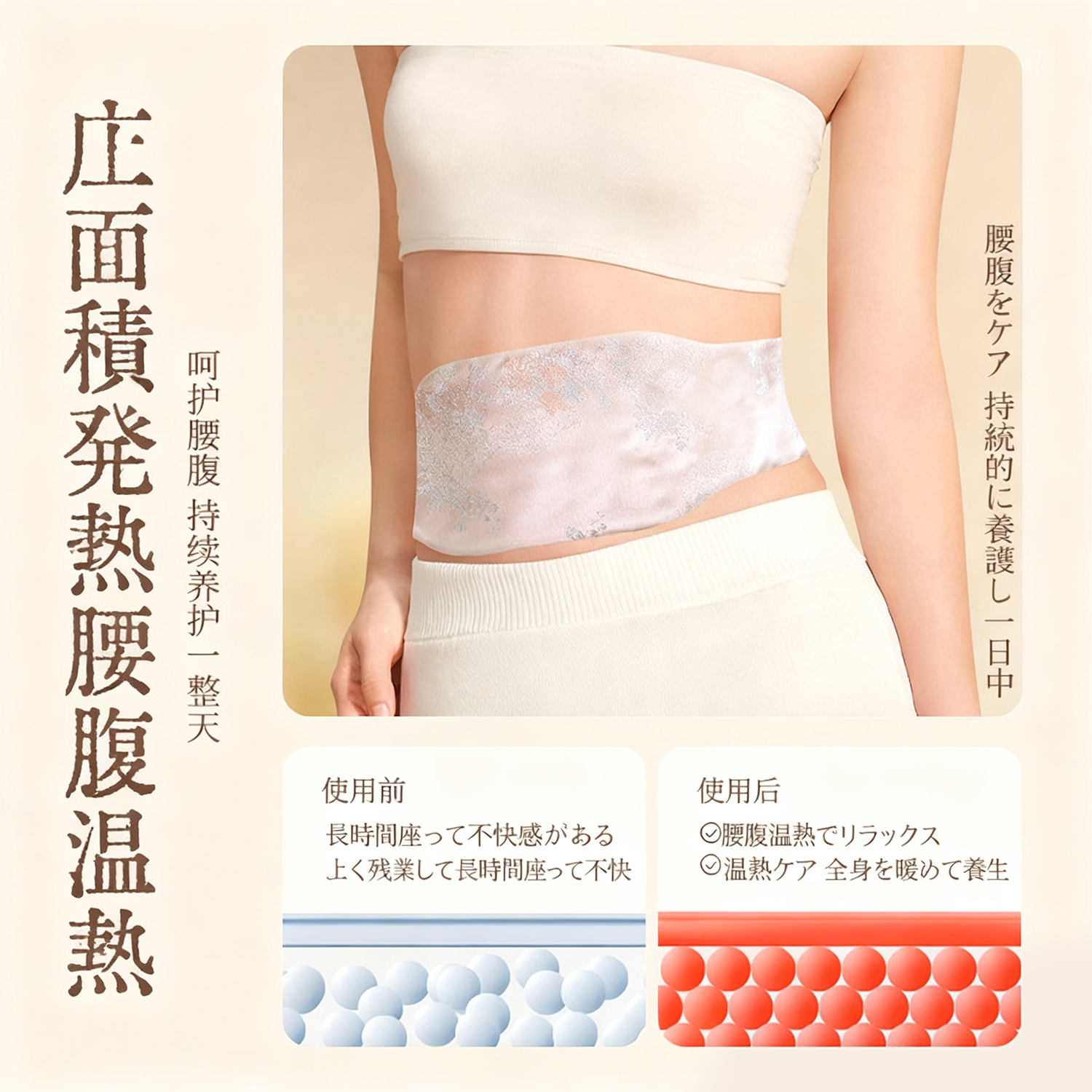 電熱式腰腹ホットパッド｜家庭用防寒・保温・温熱ケア